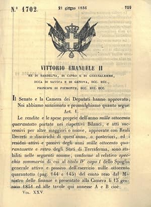 con cui si danno disposizioni sulle rendite e spese dell'anno 1848.