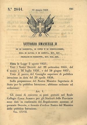 con cui si decide che gli esami di concorso ai posti gratuiti nel Collegio Carlo Alberto per gli ...