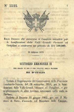 che autorizza il Comitato esecutivo per le bonificazioni delle Valli Grandi Veronesi ed Ostiglies...