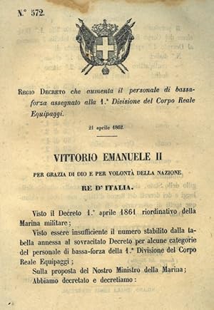 che aumenta il personale di bassa forza assegnato alla Ia Divisione del Corpo Reale Equipaggi.