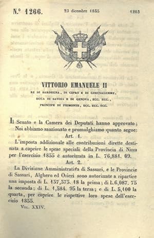 che autorizza l'imposta addizionale alle contribuzioni per le spese speciali della provincia di N...