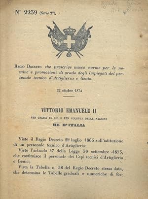 che prescrive nuove norme per le nomine e promozioni di grado degli Impiegati del personale tecni...