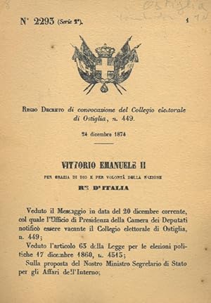 di convocazione del Collegio elettorale di Ostiglia, n. 449.