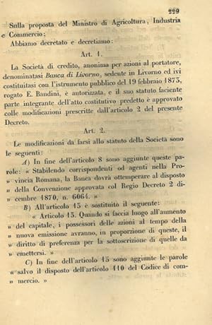 che approva l'aumento di capitale della Banca di Novi Ligure.