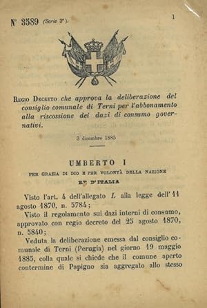 che approva la deliberazione del consiglio comunale di Terni per l'abbonamento alla riscossione d...