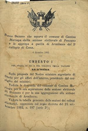 che separa il comune di Cassina Mariaga dalla sezione elettorale di Penzano e lo aggrega a quella...