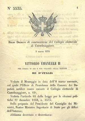 di convocazione del Collegio elettorale di Castelmaggiore.