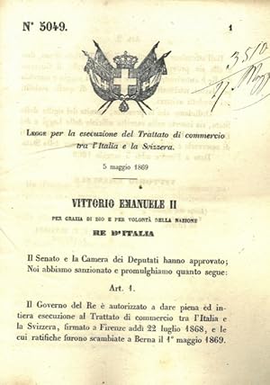 per la esecuzione del Trattato di commercio tra l'Italia e la Svizzera.