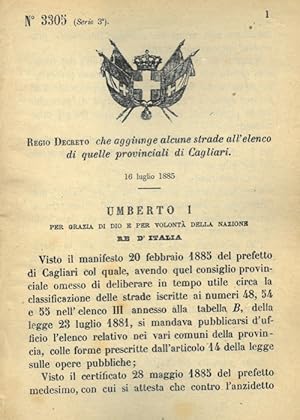 che aggiunge alcune strade all'elenco di quelle provinciali di Cagliari.