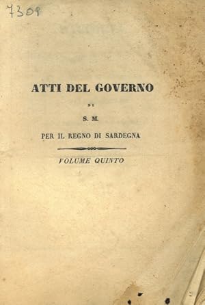 Indice cronologico degli Atti del Governo di S.M. per il Regno di Sardegna, Anno 1844.