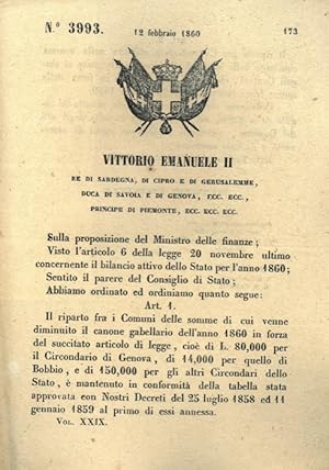 con cui si stabilisce il riparto fra i comuni delle somme di cui venne diminuito il canone gabell...