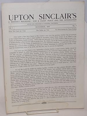Seller image for Upton Sinclair's: a monthly magazine: for social justice, by peaceful means if possible. Vol. 1, no. 7. November, 1918 for sale by Bolerium Books Inc.