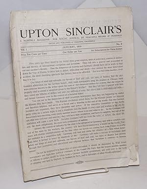 Seller image for Upton Sinclair's: a monthly magazine: for social justice, by peaceful means if possible. Vol. 1, no. 9. January, 1919 for sale by Bolerium Books Inc.