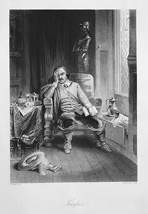 Bild des Verkufers fr Fairfax" - Mann Stuhl man chair Fairfax Tracht costume steel engraving zum Verkauf von Antiquariat Steffen Vlkel GmbH