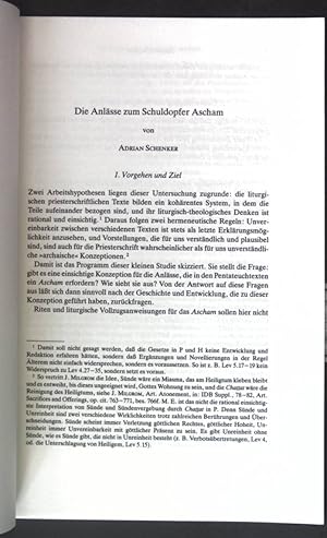 Bild des Verkufers fr Die Anlsse zum Schuldopfer Ascham; Sonderdruck aus: Studien zu Opfer und Kult im Alten Testament; zum Verkauf von books4less (Versandantiquariat Petra Gros GmbH & Co. KG)