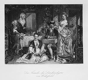 Seller image for Die Familie des Landpredigers von Wakefield" - Familie family Prediger preacher Wakefield steel engraving for sale by Antiquariat Steffen Vlkel GmbH