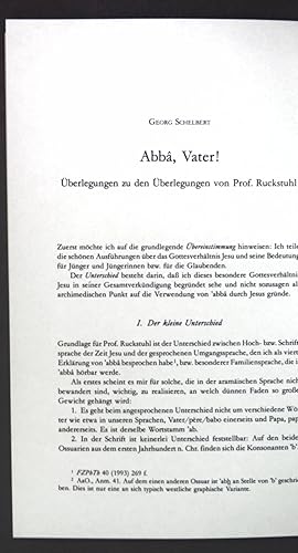 Bild des Verkufers fr Abb, Vater! berlegungen zu den berlegungen von Prof. Ruckstuhl; Sonder-Abdruck aus: Freiburger Zeitschrift fr Philosophie und Theologie; zum Verkauf von books4less (Versandantiquariat Petra Gros GmbH & Co. KG)