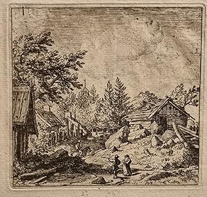 [Antique print, etching/ets] The Hamlet on the mountainous ground/Huizen in de bergen, published ...