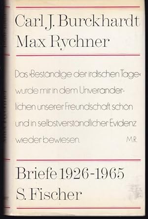 Bild des Verkufers fr Carl J. Burckhardt - Max Rychner. Briefe 1926 - 1965 zum Verkauf von Graphem. Kunst- und Buchantiquariat