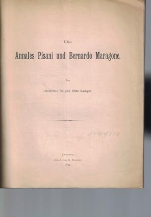 Bild des Verkufers fr Die Annales Pisani und Bernardo Maragone, zum Verkauf von Antiquariat Kastanienhof