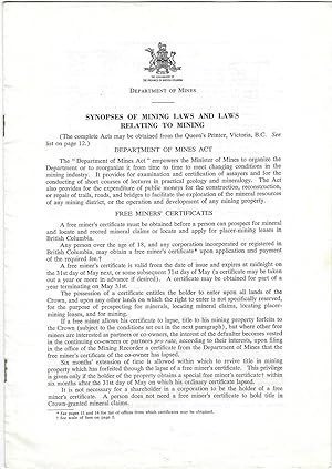 Synopses of Mining Laws and Laws Related to Mining