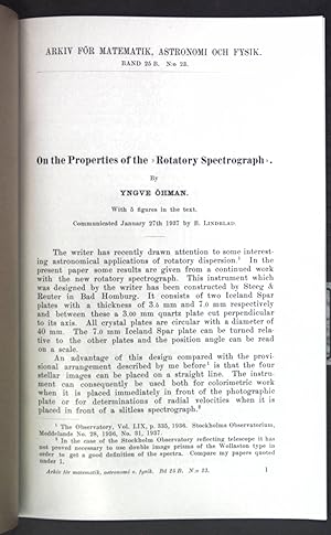 Seller image for On the Properties of the "Rotatory Spectrograph"; Arkiv fr Matematik, Astronomi och Fysik, Band 28 B, No. 23; for sale by books4less (Versandantiquariat Petra Gros GmbH & Co. KG)