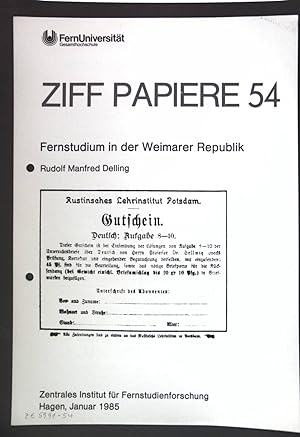 Bild des Verkufers fr Fernstudium in der Weimarer Republik; ZIFF Papaiere 54; zum Verkauf von books4less (Versandantiquariat Petra Gros GmbH & Co. KG)