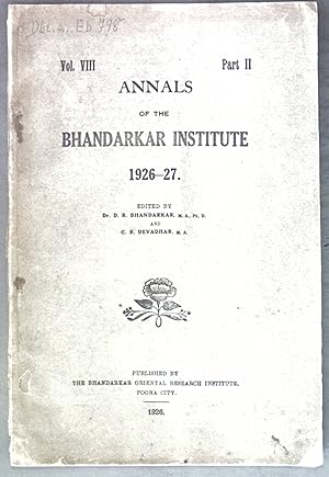 Madhusudana Saraswati, his life and works; in: Vol. VIII Part II Annals of the Bhandarkar Institu...