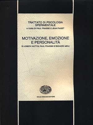 Bild des Verkufers fr Trattato di Psicologia Sperimentale. Motivazione, Emozione e Personalita' zum Verkauf von Librodifaccia