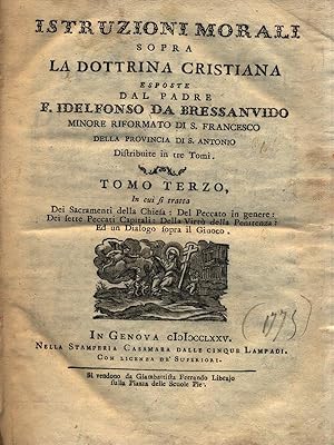 Bild des Verkufers fr Istruzioni morali sopra la dottrina cristiana - Tomo III zum Verkauf von Librodifaccia