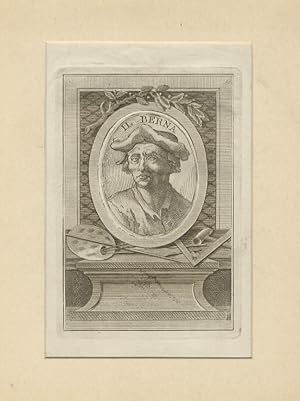 Il Berna. (Ritratto a mezzo busto, di 3/4 verso sinistra, con berretta; entro cornice ovale sormo...