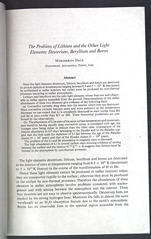 Bild des Verkufers fr The Problem of Lithium and the Other Light Elements Deuterium, Beryllium and Boron; Reprinted from: Origin and Distribution of the Elements; zum Verkauf von books4less (Versandantiquariat Petra Gros GmbH & Co. KG)