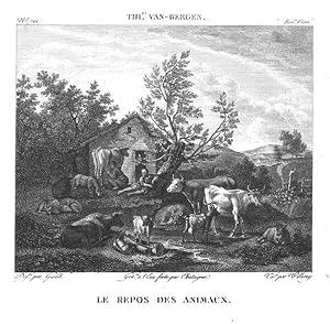 Imagen del vendedor de Le repos des animaux. GALERIE DU MUSE NAPOLON - N 701 de la Xme Srie des eaux-fortes publies l'anne 1815 a la venta por Lirolay