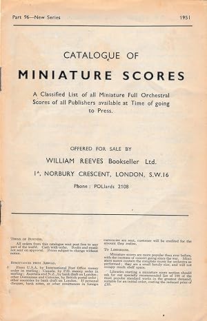 Catalogue of Miniature Scores