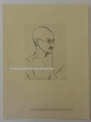 Mahatma Gandhi (reproduzierte Radierung),Aus: Frieden der Welt. Internationale Grafik, HIER Nr. 30,