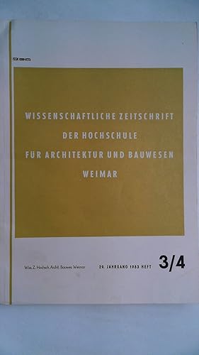 Bild des Verkufers fr Wissenschaftliche Zeitschrift der Hochschule fr Architektur und Bauwesen Weimar 29. Jahrgang 1983 Heft 3/4, zum Verkauf von Antiquariat Maiwald