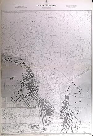 COWES HARBOUR. Large sea chart of Cowes Harbour on the Isle of Wight as surveyed 1936/37 and no...