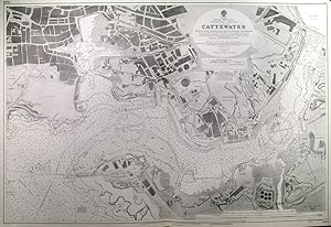 CATTEWATER. Large sea chart of Plymouth Sound with geat detail of Plymouth town as surveyed by ...