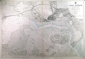 POOLE HARBOUR. Large sea chart of Poole Harbour, including SANDBANKS and near coastal areas as ...