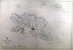 ISLAND OF JERSEY. Large sea chart of Jersey as surveyed by J. Richards in 1867 and now publishe...