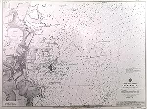 ST. PETER PORT. Sea chart of St. Peter Port on Guernsey, from surveys by F. W. Sidney 1859 now ...