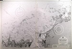 PORT ST. MALO AND APPROACHES. Large sea chart of St. Malo harbour on the French north coast as ...