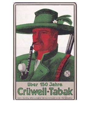 Farbiger Werbe- Papp-Aufsteller der Gebr. Crüwell Spezialfabrik für Rauchtabak, gegründet 1783.