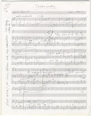 Immagine del venditore per Jabberwocky. Autograph manuscript of a song for voice and piano. Text by Lewis Carroll Text by Lewis Carroll. venduto da J & J LUBRANO MUSIC ANTIQUARIANS LLC