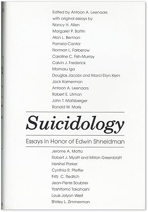 Seller image for Suicidology: Essays in Honor of Edwin S. Schneidman for sale by Lorne Bair Rare Books, ABAA