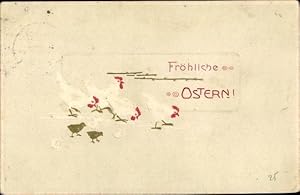 Präge Ansichtskarte / Postkarte Glückwunsch Ostern, Küken, Hühner