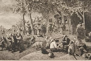 Imagen del vendedor de GRAVURE 1886 JAN STEEN FETE DE VILLAGE EN HOLLANDE COURTRY R2687 a la venta por Librairie RAIMOND