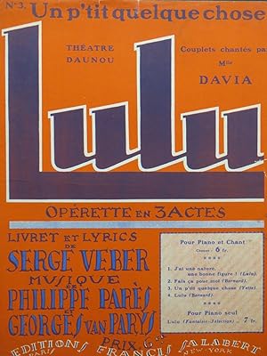 Seller image for PARS Philippe et VAN PARYS Georges Un p'tit quelque chose Chant Piano 1927 for sale by partitions-anciennes