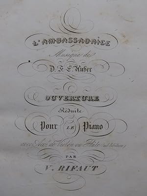 Immagine del venditore per AUBER D. F. E. L'Ambassadrice Opra Chant Piano ca1837 venduto da partitions-anciennes