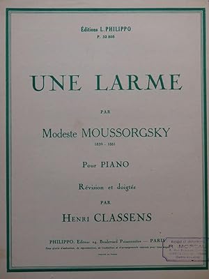 Seller image for MOUSSORGSKY Modeste Une Larme Piano for sale by partitions-anciennes